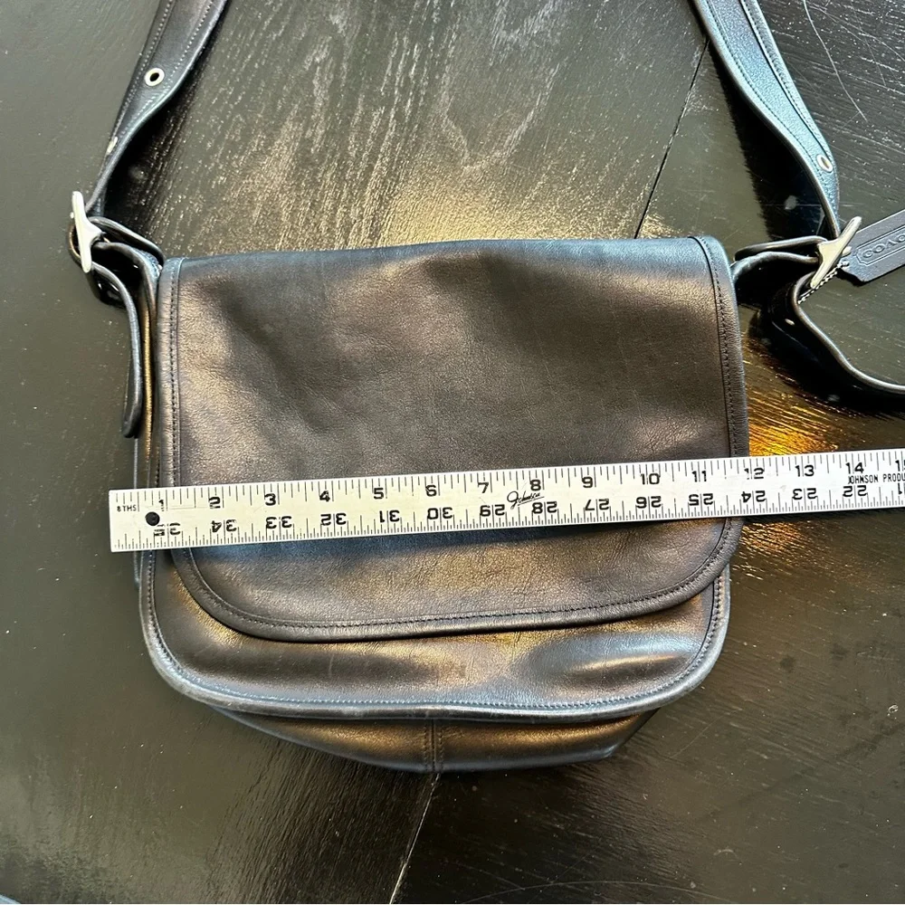 Vintage Y2K COACH Black Genuine Leather Satchel Bag Unisex Patrica Saddle - Picture 5 of 15